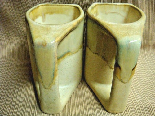 2 Signed Handcrafted Stoneware COUPLE / LOVER MUGS by PADILLA Unique Drip Glaze - Picture 4 of 7