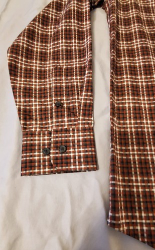 Perry Ellis Mens Long Sleeve Button Up Plaid Shirt S Small NWT Smoked Paprika - Picture 3 of 4