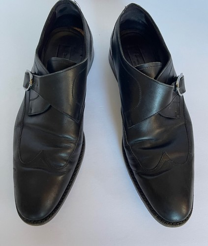 ERMENEGILDO ZEGNA Monje Correa Hebilla Cuero Negro Zapatos Para Hombre Talla 8.5 EU 9.5 EE. UU. - Imagen 2 de 6