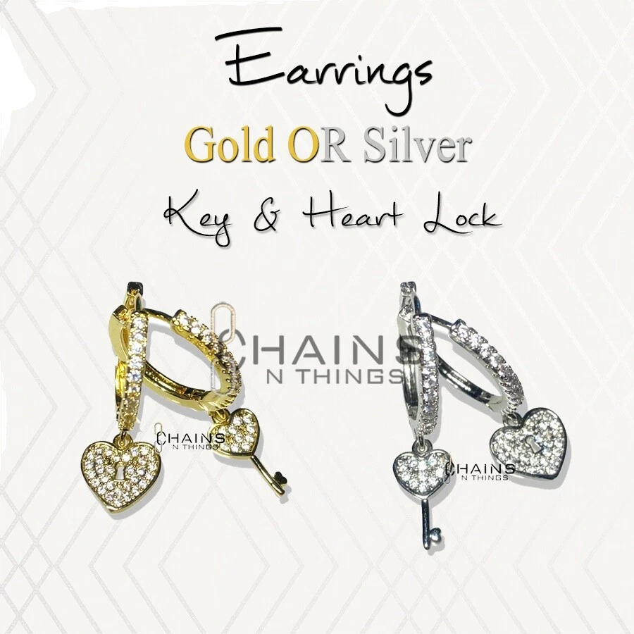 Piedra de Amor Chapado En Plata Pendientes de Moda