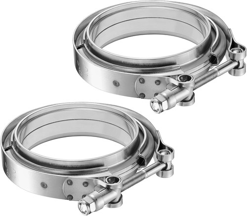 2x 3.5 Inch V Band Clamp Kit w/Male/Female Exhaust Pipe SS304 Stainless Steel