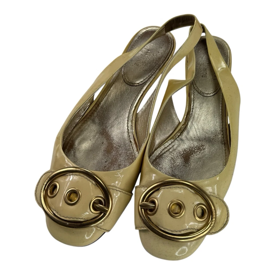 Zapato de coche amarillo charol tacón correa espalda zapatos de conducción para mujer talla 39 Foto 3 de 4