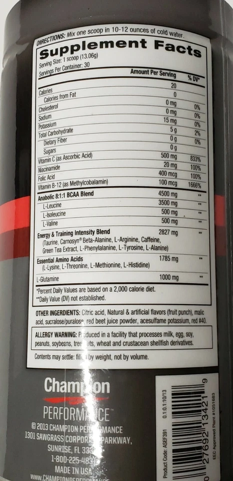 Champion Performance — AMINO Shooter EDGE — ФРУКТОВЫЙ ПУНШ — 30 порций — срок годности 12/2025 - Изображение 4 из 4