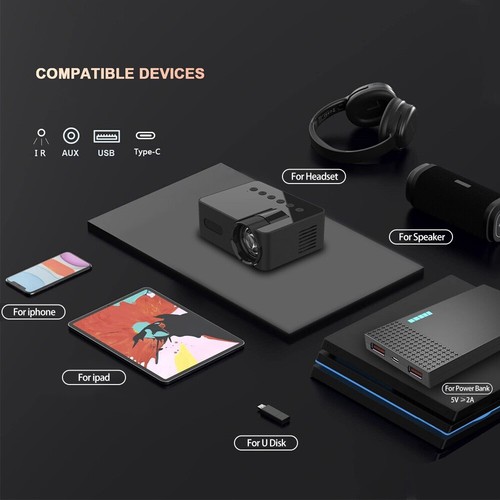Mini Projector Portable 4K HD WiFi Wireless for iPhone Android Smartphone Movie - Picture 9 of 13