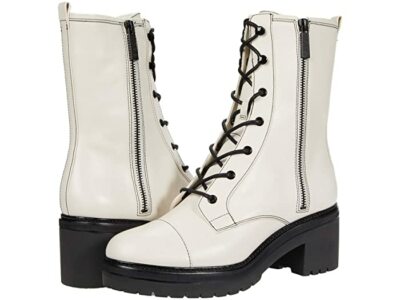 MICHAEL KORS Anaka Bootie light Cream Leather Lace Combat