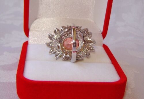 LAB CREATED PADPARADCHA SAPPHIRE SOLID STERLING SILVER 925 RING, SIZE 6 - Picture 9 of 10