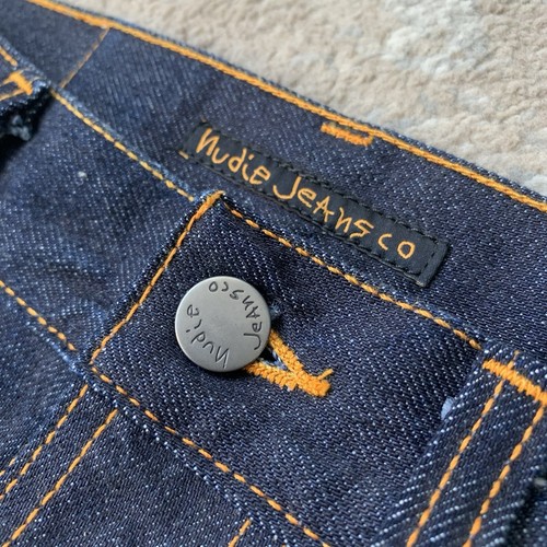 Jeans Nudie Lean Dean Dry Japón Ribete Denim Ajustado Cónico Índigo W29/30 L34 - Imagen 13 de 18