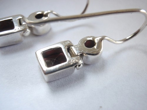 Faceted Amethyst 925 Sterling Silver Circle Square Wire Back Earrings - Picture 3 of 3