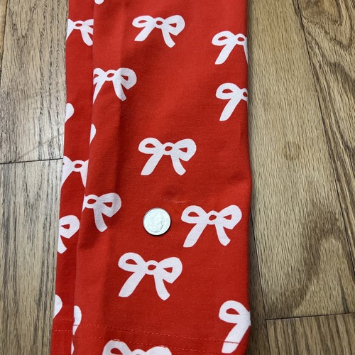 Hanna Andersson Girls Christmas Holiday Red Bow Cotton Leggings Pants 130 Size 8 - Picture 8 of 9