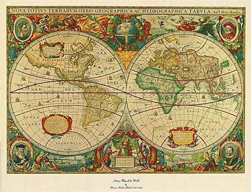 Ancient Map Of The World by Henricus Hondius Antique Map Poster