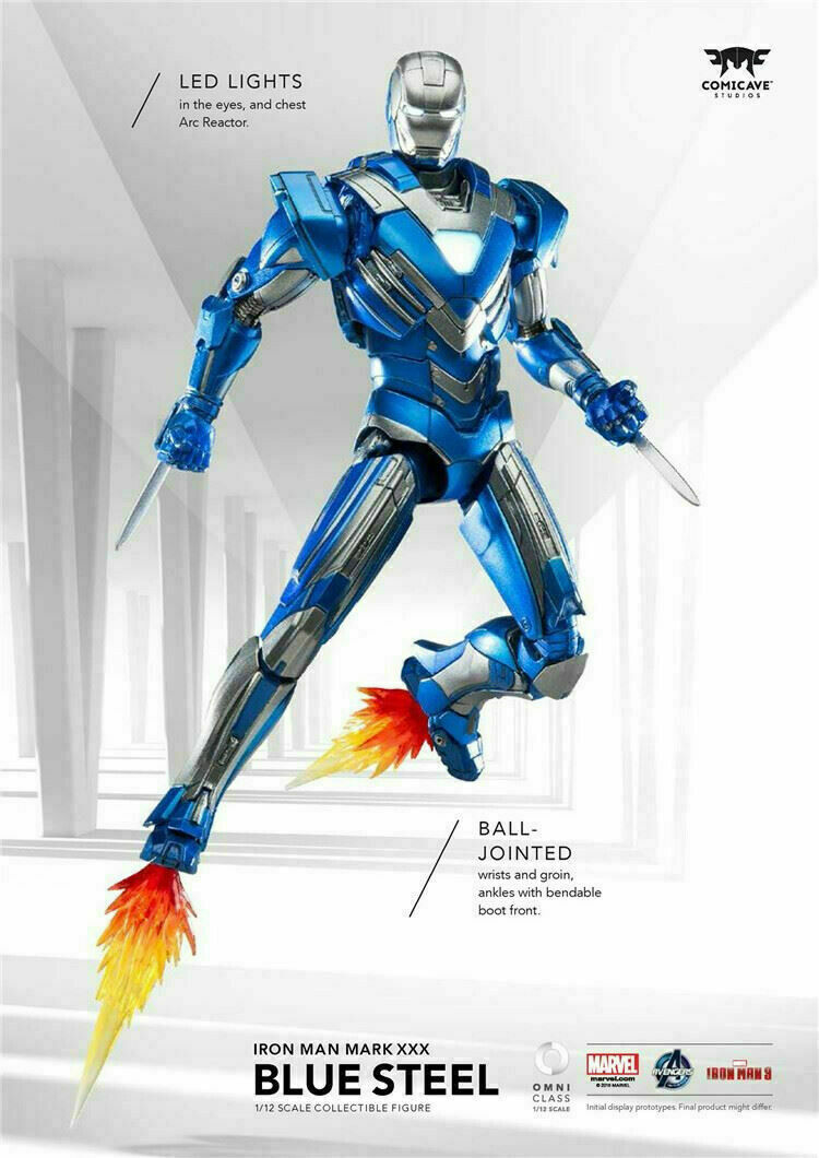 action figure Marvel IRON MAN Mark XXX MK30 Blue 75% metal