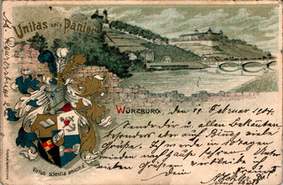 LITHO STUDENTIKA WURZBURG UNITAS SEI'S PANIER! VIRTUS SCIENTIA AMICITIA COL 1904