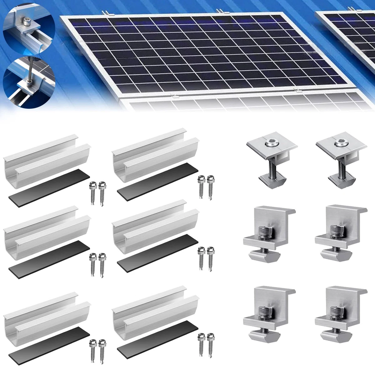 4/8pcs 30/35/40mm Solar Panel Bracket Fixing PV End Clamp/Middle Clamp-Mounting