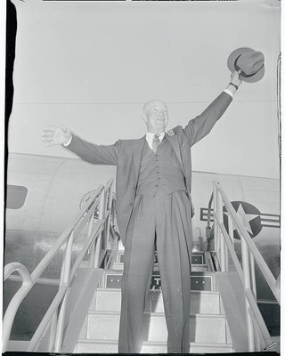 President Dwight D Eisenhower shown as waved to crowd as prepared- 1956 Photo 1
