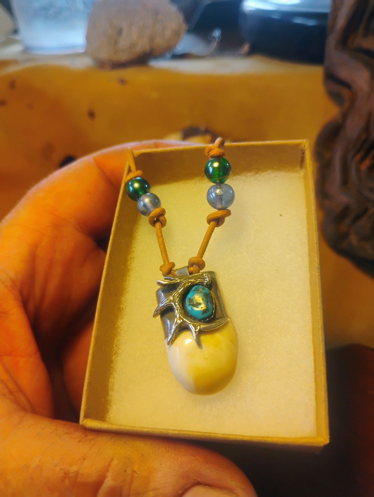 Trophy Carved Wild Turkey Spur Necklace NWTF Spurs Turkeys Plus Feather Pendant