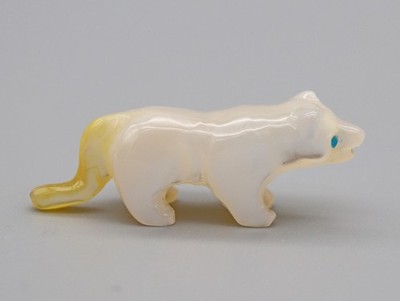 Mother-of-Pearl Zuni Mountain Lion Fetish by Unknown Carver
