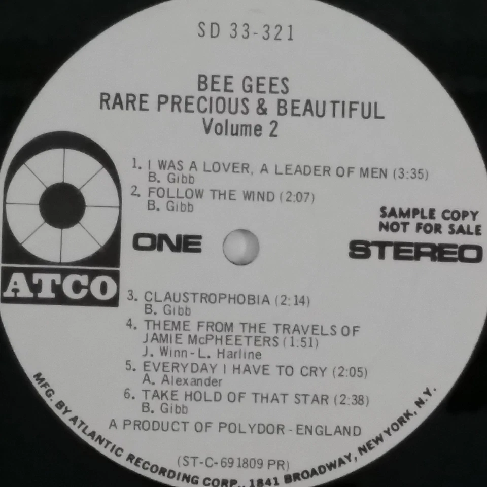 BEE GEES Rare Precious & Beautiful Vol 2 SD33321 WLPromo LP Vinyl VG++ Cover VG+ - Image 3 of 3
