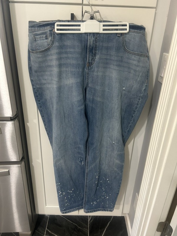 Old Navy Boyfriend Jeans Distressed Paint Splatter Women 18
