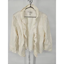 Dressbarn Womens Sz L Long Sleeve Ivory Open Front Jacket Blazer