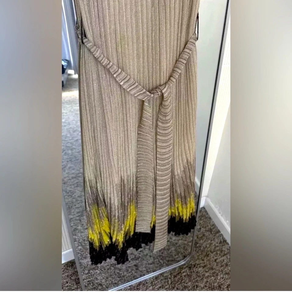 Maxi Vestido Para Mujer Missoni Dorado Seda Metálico Lentejuelas Degradado Talla 42 Foto 3 de 4