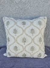 Coastal Collection Sea Turtle Beaded Decor Pillow Beach Ocean Ivory Cream 14"