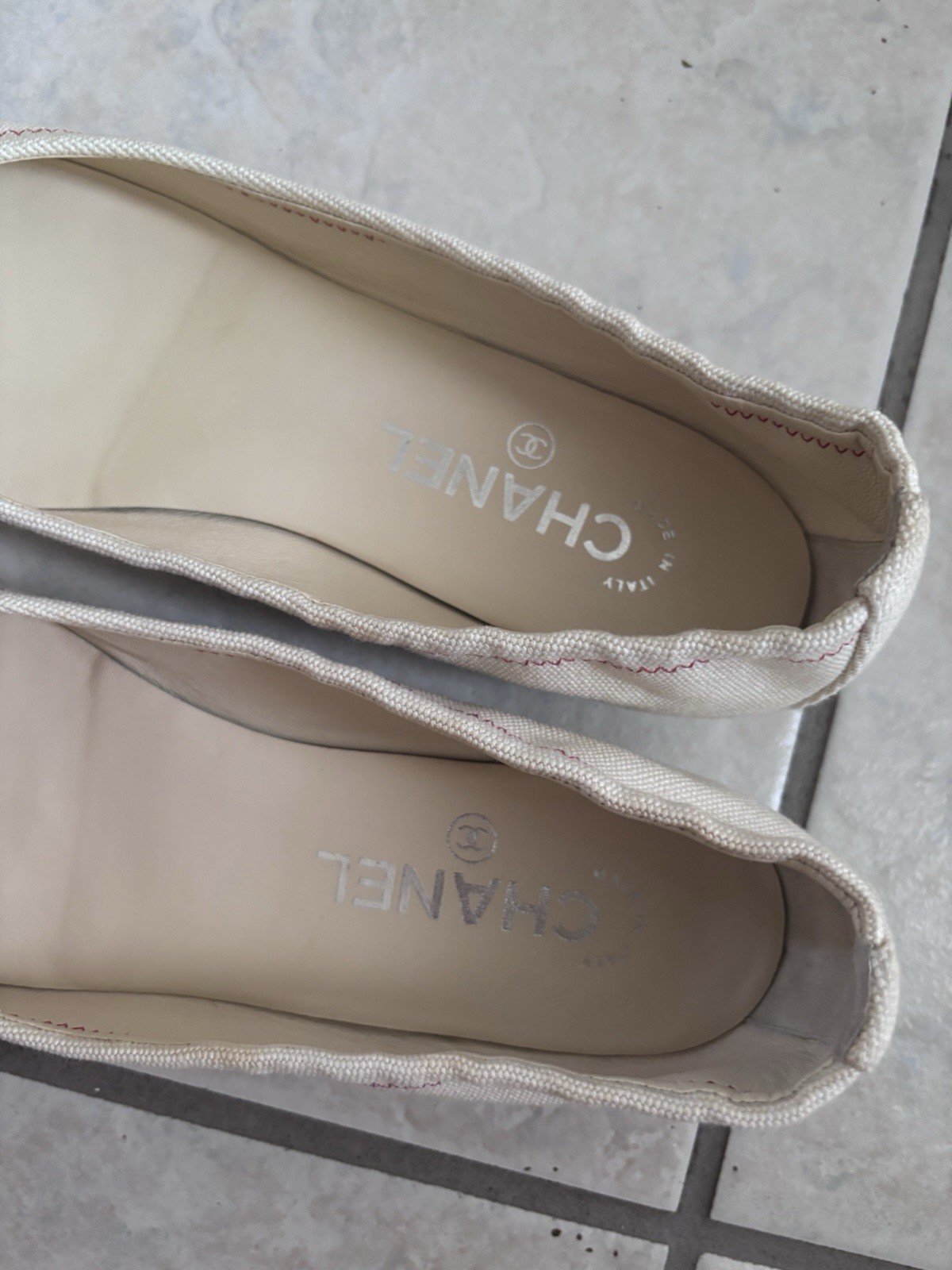 chanel ballet flats white canvas red python snake… - image 6