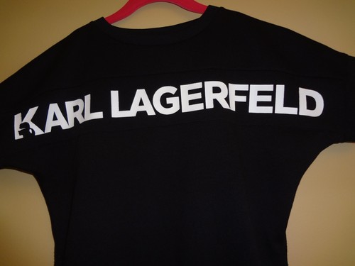Vestito bambina Karl Lagerfeld nero felpa logo manica a pipistrello taglia 6 - Foto 2 di 8