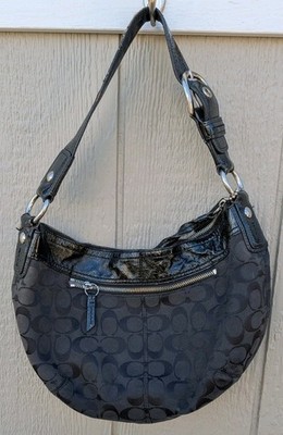 バッグ Coach Hobo Hand Bag Signature Black COACH Soho Signature Black Jacquard Hobo Pleated Shoulder Hand Bag