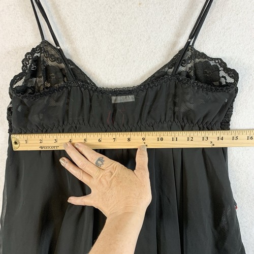 Womens Sheer Lace Babydoll Cami Top Sz S Tiered Ruffle Lingerie Burlesque Pin Up - Picture 11 of 15