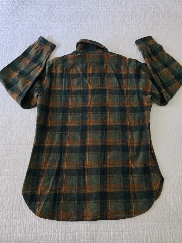 Camisa de Tablero de Lana Pendleton Años 70 De Colección Para Hombres Talla L Verde Marrón A Cuadros Abotonada EE. UU. Foto 3 de 4