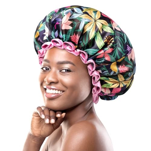 Large Shower Cap for Women Long Hair, Rainforest X-Large (Pack of 1) Floral - 第 6/7 張圖片
