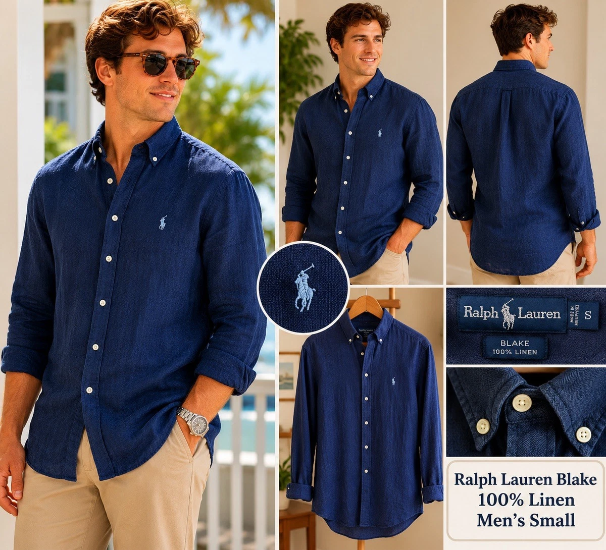 Polo Ralph Lauren Linen Blue Dress Shirts for Men for sale | eBay