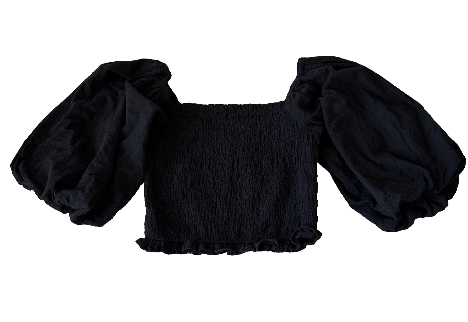Abercrombie Fitch Milkmaid Top Wom S/M Black Smocked Dark Cottagecore Fairygoth