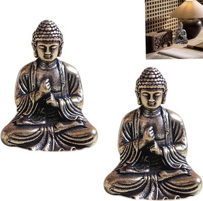 Mini Vintage Messing Buddha,2 Stück Statue Sitzen Buddha Figur Skulptur Statue S