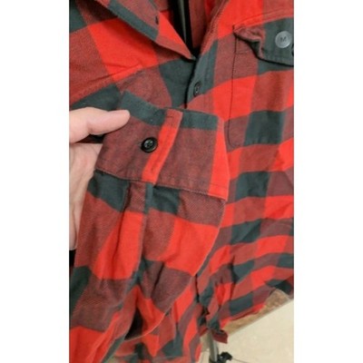 American Eagle Flannel Shirt Mens Medium Red Black Plaid Cotton Button Down
