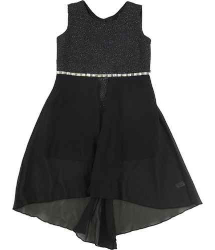 Iefiel Girls Sparkly High-Low Dress, Black, Little Kids (4-7), XXS (4)