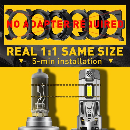 2x H7 LED Headlight Bulb Kit High Low Beam 200W 22000LM Super Bright 6000K White - Picture 5 of 12