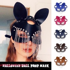 Women Eye Mask Tassels Half Face Fox Cosplay Leather Sex Halloween Masquerade