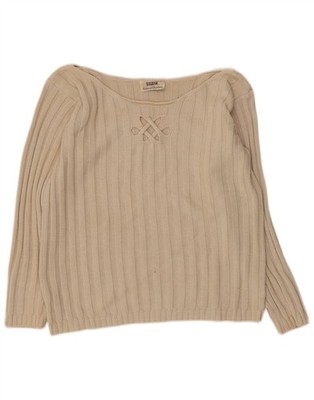 Sisley Relaxed Elegance Damenpullover Pullover U-Boot-Ausschnitt UK 10 Small beige AV11