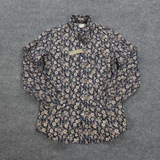 J Crew Shirt Mens Medium Navy Floral Secret Wash Slim Stretch Organic Cotton NEW