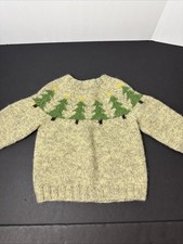 Vintage Kids Nordic Fair Isle Sweater Pine Trees Christmas Holiday Fall Winter