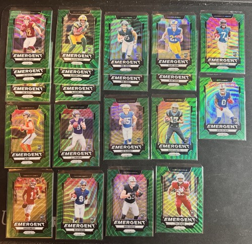 2024 Prizm Green Wave Emergent Rookie RC LOT (20) Bowers Nix McConkey McCarthy