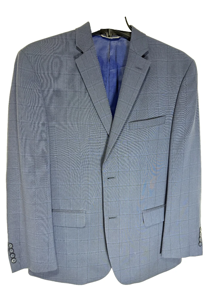 Blazer Traje Abrigo Deportivo Chaqueta 40S Marc New York Para Hombre Azul Ajuste Moderno a Cuadros Foto 2 de 4