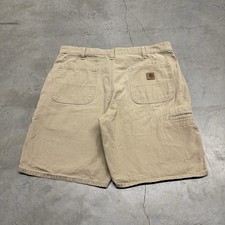 Vintage Carhartt Canvas Carpenter Shorts Mens 38 Tan Desert Utility Work