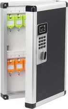 Key Lock Box Wall Mount with Code, Key Cabinet with Tags, Key Storage with Hooks
