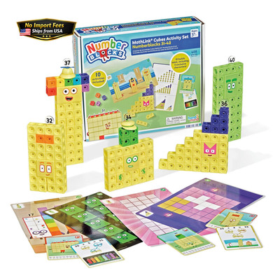 hand2mind Numberblocks 31-40 MathLink Cubes 10.75 inches, Multiple Colors 
