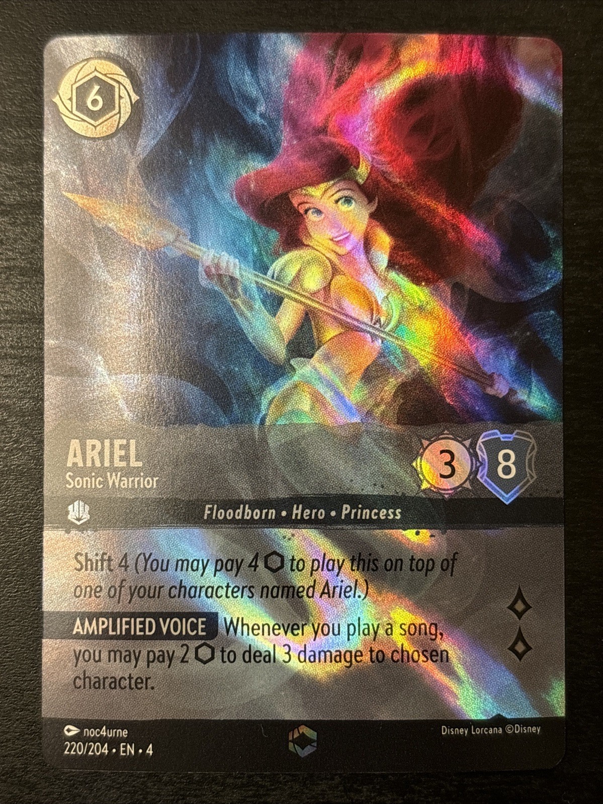 Lorcana Ariel - Sonic Warrior - (Enchanted) Holo 220/204 Ursula’s Return Nm