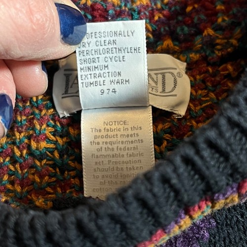 Vtg Lands End Womens Crew Neck Sweater Small Cottage Holiday Fall 80s 90s Granny - Picture 4 of 8