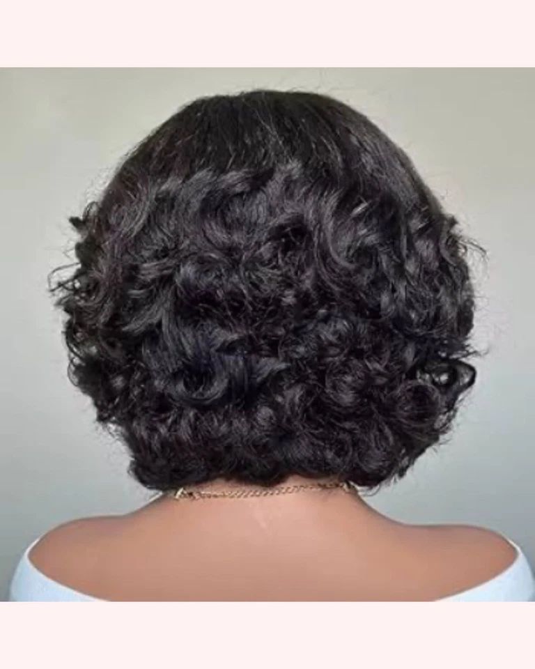Peluca Bob de encaje invisible Ilikehair rizada con bordes rizados 4C 13X4 HD Foto 4 de 4