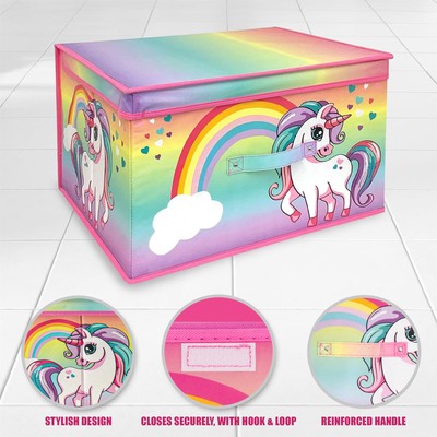 Large Storage Box Rainbow Unicorn Design Collapsible Folding Jumbo